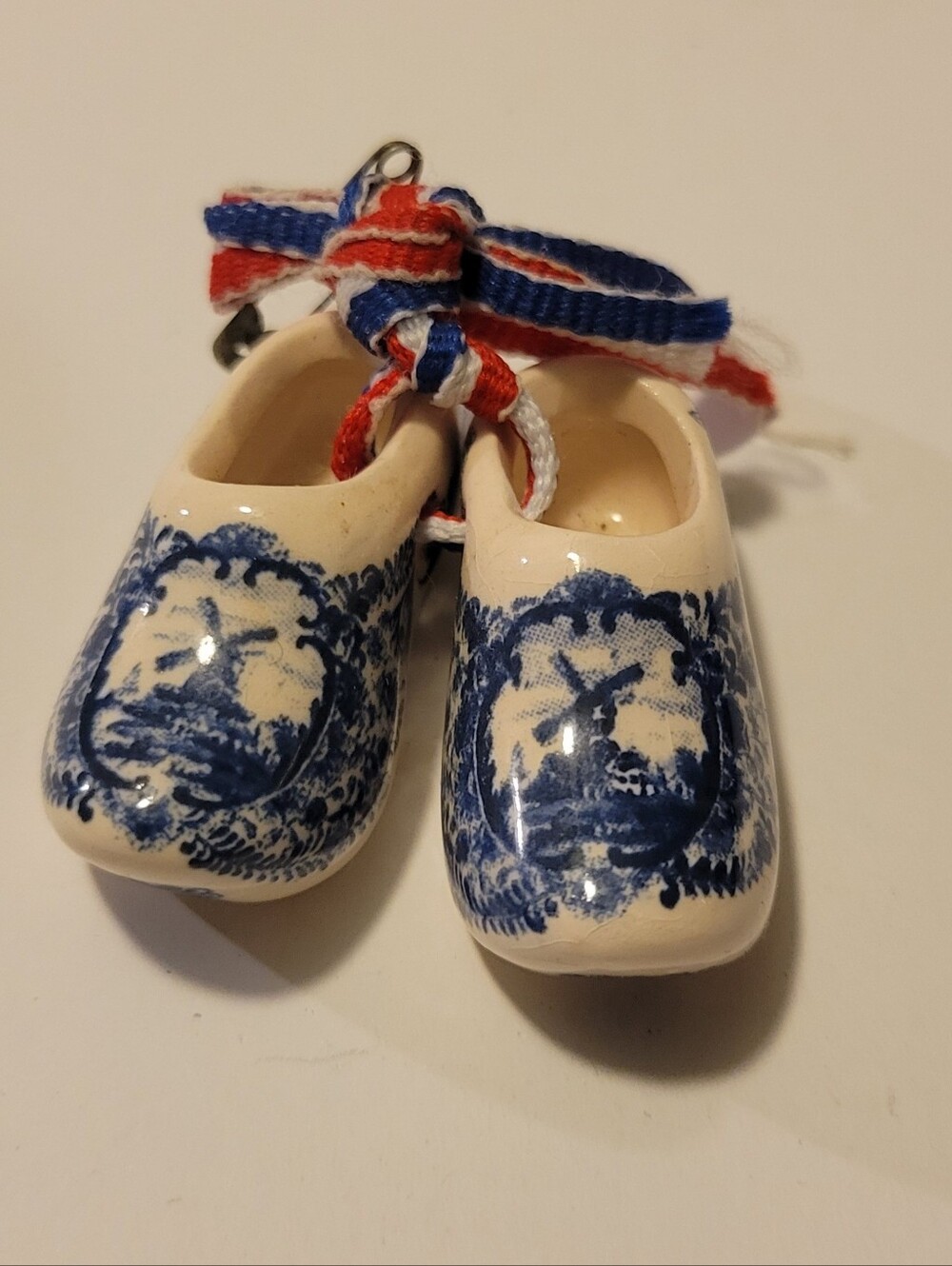 Vintage Handmade Little Ceramic Clogs Delft Blue Holland Souvenir